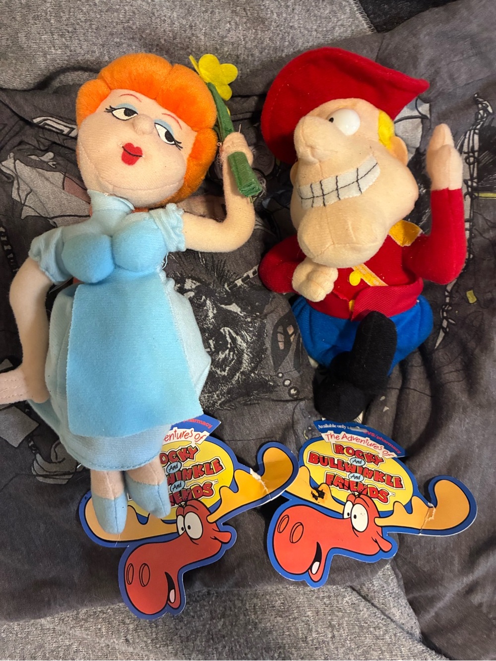 The Adventures of Rocky & Bullwinkle Plush Vintage Doll Set NWT